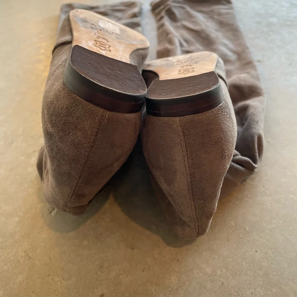 Joie Over The Knee Suede Boots Taupe Flat Tall Zip Women’s 7.5 EU 37.5